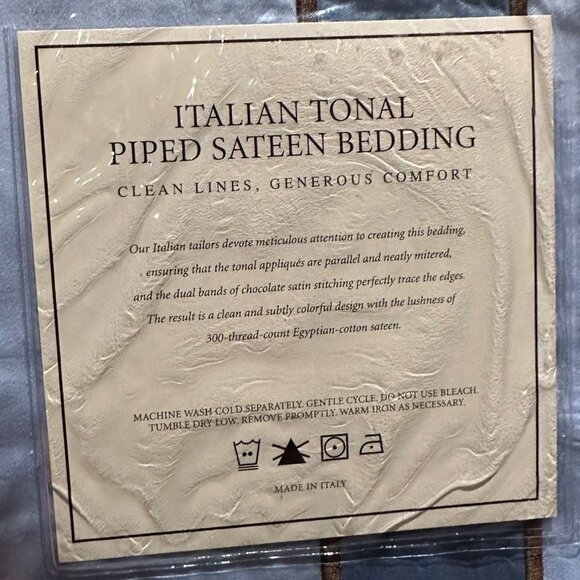 Restoration Hardware Italian Tonal Piped Sateen Sky Standard Sham Italy - Picture 5 of 5